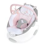 Ingenuity, Cradling Baby Bouncer Seat Flora the Unicorn, Ultra-Plush Padded Chair with Vibration and Melodies, Removable Toy Bar, Ages Newborn +, Grey / Pink