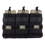 BOOSTEADY Mag Pouch Molle Magazine Pouches for Pistol and Rifle, Triple Open Top Mag Pouch with 3 Hook & Loop Patches