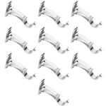 SPOTBIA Curtain Knob/Bracket Rod Heavy Support/Bracket Steel Chrome Finish/for Home Curtain Support Rod Bracket/Bracket with Screw & Wall Plug Accessorise/Holder for 1 Inch Rod (Pack of 10)