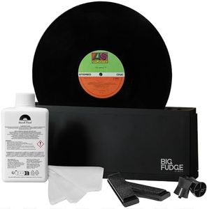 Big Fudge Vinyl Record Cleaning Kit for Vinyl Records - Includes Cleaning Machine & Vinyl Record Cleaning Care Solution - Microfiber Cloth & Rack for Record Player Accessories
