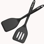 XiaoZu Silicone Spatula Turner Set, High Heat Resistant Spatulas with Seamless One Piece Design, Nonstick Rubber Flippers Utensils for Baking & Cooking,BPA-Free, 2 Pack (Black)