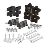 POWERTEC 71173 T Track Knob Kit, 1/4-20 Threaded Bolts and Washers, 46 Piece Set, T Track Bolts, T Track Accessories for Woodworking Jigs and Fixtures