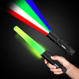 HiGiant 2 Pack 12 Inch Traffic Wand Flashlight, Multi Color LED Traffic Control Wand with WRGB 4 Colors in 1, Signal Traffic Baton for Parking, Traffic Directing (Batteries Not Included)