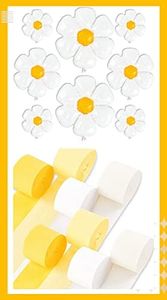 PartyWoo Crepe Paper Streamers 8 Rolls 656ft and Daisy Balloons 8 pcs