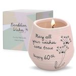 Pavilion Gift Company May All Your Wishes Come True Happy 60th Birthday Soy Wax Candle with Lead Free Wick Ceramic Vessel 100% Scent: Serenity, 8 oz-3.5" Tall, Pink