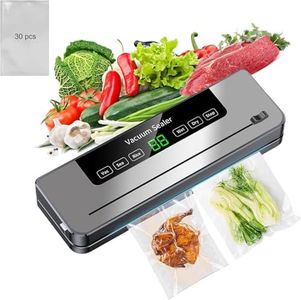 Lylilidy Vacuum Sealer Machine, 5 in 1 Food Vacuum Sealer Machine with Build-in Cutter Automatic Air Sealing System Smart Touchscreen for Food Storage Dry and Moist Food Modes with 30Pcs Seal Bags Kit