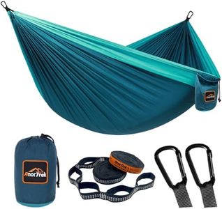 AnorTrek Camping Hammock, Super Lightweight Portable Parachute Hammock with Two Tree Straps Single or Double Nylon Travel Tree Hammocks for Camping Backpacking Hiking, Blue&dark Blue