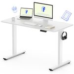 FLEXISPOT EN1 One-Piece Standing Desk, 48 x 24 Inches Solid Desktop Height Adjustable Desk, Electric Sit Stand Up Desk Home Office Desks (White Desktop + White Frame)