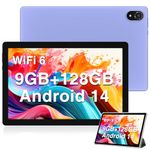 DOOGEE U10 Android 14 Tablet 10 inch, 9GB+128GB+1TB Expansion, Android Tablet 1280x800 HD IPS WIFI 6 Tablet, Bluetooth 5.0/Widevine L1/5060mAh/Dual Camera/Headphone Jack, Tablet PC 2024 - Purple