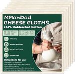 15 Pcs Grade 100 Cheesecloth for Straining, Hemmed Edges, 15×15 & 20×20 Inch, 56×42 Weave, Reusable Unbleached Cotton Cheese Cloth for Yogurt, Nuts, Milk & Baking