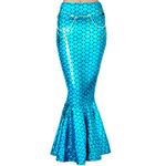 Spooktacular Creations Adult Metallic Hologram Shiny Mermaid Skirt Costume Role Play. Waist Pearl Chain Included Blue