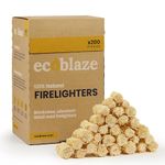 Ecoblaze Natural 200 Firelighters ​​- Fire Lighters for BBQ, Pizza Oven, Fire Pits - Wood Wool Fire Starters - Perfect for Garden Life & Camping, Safe, Clean Wax Coated Instant Firestarter