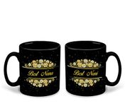 WHATS YOUR KICK - Best Nana and Best Nani Printed Black Patch Set of 2 Ceramic Coffee Cup & Mug - Floral Design | Gift for Nana and Nani | Best Gift | Pack of 2