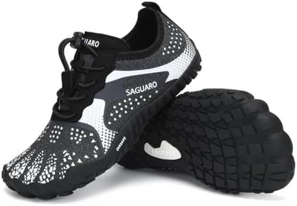 SAGUARO Kids' Barefoot Shoes Boys Girls Quick Dry Aqua Athletic Sneakers Lightweight Sport Footwear Toddler Water Shoes Black/White 12.5 Little Kid