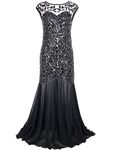 PrettyGuide Women 's 1920s Black Sequin Gatsby Maxi Long Plus Size Evening Gown XXL Black