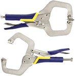 Hiceeden 2 Pack 11" Metal Face Clamps with Swivel Pad, Adjustable C Clamp with Rubber Handle, Welding Clamps Vise for Woodworking, Cabinetry, Carpentry, Repair, Pocket Hole Joinery