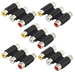 uxcell AV Audio Video 3 RCA Female to Female Coupler Adapter Connector 5pcs