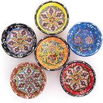 Ayennur Decorative Turkish Ceramic Bowl Set of 6 Serving-Handcrafted(3.14''- 8cm) 2.5oz Pinch Sauce Multicolor Dipping Finger Small Serving Charcuterie Bowls