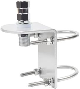 Universal Aluminum Heavy Duty Antenna Mount, Outdoor Antenna Pole Mast Mount Bracket with U-Bolts and CB Adapter for 3/8-24 Stud Cellular Trucker Antenna (10MM Center of Hole)