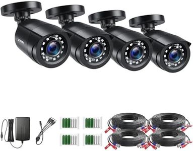 ZOSI 4 Pack 2MP 1080p HD-TVI Home Security Camera Outdoor Indoor 1920TVL,24PCS LEDs,80ft Night Vision, 90°View Angle, Weatherproof Outside Surveillance CCTV Bullet Camera(Black)