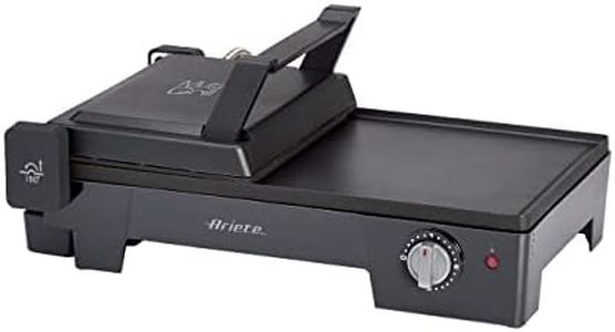 Ariete 1916 Multi Grill 3 in 1 - Griglia Elettrica, Barbecue, Piastra liscia e rigata - apertura a 180° - Termostato regolabile - 2400 Watt - Nero