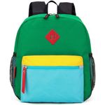 HawLander Little Kids Backpack, Toddler School Bag for Boys Aged 3 4 5 6 7 Years, with Chest Strap, Green