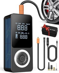 Cordless Tire Inflator Portable Air Compressor, 150 PSI Air Pump with Rechargeable Battery, Tire Pressure Gauge, 12V Car Power Adapter, Smart Air Pump for Car, Motorcycle, Bike, Ball