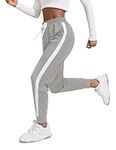 PINSPARK Womens Jogger Pants Drawstring Sweatpants with Pockets Loose Tapered Running Sweatpants Cinch Bottom Atheletic Joggers Light Gray S