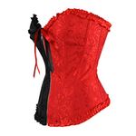 Hengzhifeng Corsets Women's Gothic Embroidered Zip Bustiers Fiesta Party Top (3X-Large,Red Black)