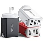 USB Charger 3 Ports 3Pack USB Wall 