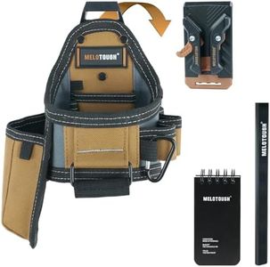 MELOTOUGH Tape Measure Pouch/Utility Knife Pouch + Notebook & Pencil Tool Belt Pouch with Belt Clip,Clip on Knife Pocket Holder for Electrican/Carpenter/Contractor/Technican(Khaki)