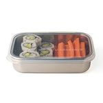 U Konserve Stainless Steel Rectangle Food Storage Bento Box Container, Leak Proof Silicone Lid Dishwasher Safe - Plastic Free, 25oz (Clear Lid)