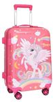 ADSON Kid's Trolley 360 Rotating Carry On Luggage Wheels Non-Breakable Dream Unicorn Rolling Suitcase Alloy Steel Hard Sided Spinner Suitcase (Dream Unicorn Peach Colour, 20 Inch)