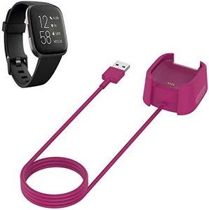 FitTurn intended for Fitbit Versa 2 Charger Replacement USB Data Charger Dock Charging Cable Stand intended for Versa 2 Health & Fitness Smartwatch, 3Ft Sturdy Power Cord (Purple)