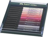 Faber-Castell Art & Graphic Pitt Artist Pen Brush India Ink Pen, Portrait, Set Of 12, For Art, Craft, Drawing, Sketching, Home, School, University, Colouring