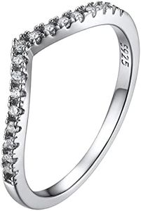 PROSILVER Cz Wishbone Ring Cubic Zirconia Pinky Finger Small Rings Size 4 Rings Trendy Rings