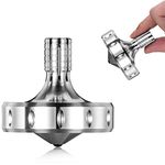 CHEETOP Precision Metal Spinning Top, Long Lasting Spin Time and Perfect Balance, Skilled Adult Easily Exceed 10 Mins, Portable Stainless Steel EDC Office Desktop Game Toys (M, Silver)