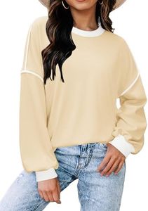 Zeagoo Womens Oversized Sweatshirt Fit Tunic Pullover Tops Long Sleeve Fall Y2K Clothes Crew NeckLoose Pullover Tops Beige Medium