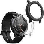 kwmobile Cover Compatible with CMF Watch 3 Pro Covers - 2X Tempered Glass with Plastic Frame - Transparent/Black