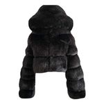 Teddy Coat Short Artificial Plush Parka Peacoats Winter Warm Bubble Coat Fleece Cardigans for Women UK Faux Fur Jacket Lapel Zip Up Ladies Coats Cropped Fluffy Puffer Overcoat Outwear