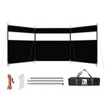 Camping Windbreak, Beach Wind Screen with Clear Viewing Window, BBQ Windshield Outdoor Car Awning Privacy Shield for Camping BBQ Picnic (Black)