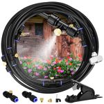 Totolee Misters for Outside Patio,Misting System, Misting Cooling System for Patio, 26FT(8M) Misting Line+8 Mist Nozzles+3/4" Brass Adapter for Plants Porch Greenhouse Garden Watering (26FT)