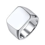 FindChic Stainless Steel Square Signet Rings Chunky Biker Band Ring Size 12 Punk Seamless Hip Hop Jewelry Wedding Anniversary Party Gift for Men Father Boyfriend