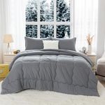 COTTEBED Warm but Medium Weight Softness Twin Comforters Sets for Girls Kids College Dorm, All Season Breathable Fluffy Cozy Comfy Bed Down Comforter & Pillowsham, Twin/Twin XL Dark Gray