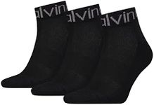 Calvin Klein Men's Logo Cuff Quarter Socks 3 Pack, Black, One Size