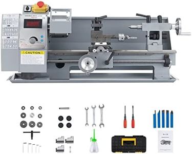 CREWORKS 8"x14" Mini Metal Lathe Machine with 600W Metal Gear Brushed Motor, 50-2250 rpm Metal Turning Cutting Drilling Benchtop Metal Lathe with Accessories for Home and Shop DIY