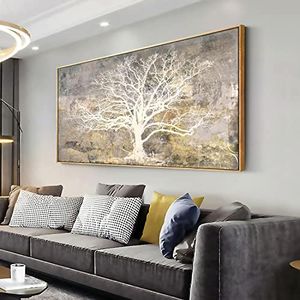 Framed wall art Light modern Abstract tree Canvas wall art Frames - Canvas Painting artwork Wall Art Print Poster for Living Room Decoration 50x100cm with Frame