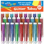 27pk Kids Glitter Tubes in 10 Assorted Vibrant Colours | Christmas Glitter for Kids Crafts | Fine Glitter for Slime | Craft Glitter Shaker | Resin Glitter for Arts | Nail Glitter for Wax Melts