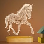 Lightzz Horse Gifts for Girls Women,3D Illusion Lamp Horse Night Light with Soft Warm White Colors for Kids Boys Room Decor,LED Wooden Base Desk Table Lamp