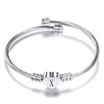 Luluadorn Women Heart X Initial Letter Charm Cuff Bracelets Expandable Stainless Steel Alphabet Name Bangle Bracelets Birthday Gifts